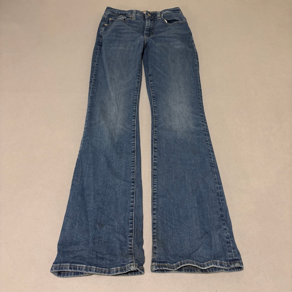 Levis 725 Womens High Rise Bootcut Jeans 27x32 Blue Italian Denim Minimalist